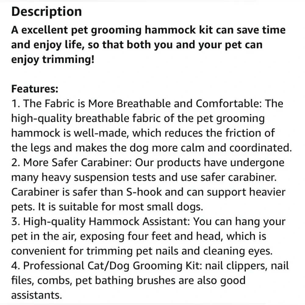 Pet Grooming Hammock, Durable Hammock for Large Dog w/ Multiple Accessories NEW
